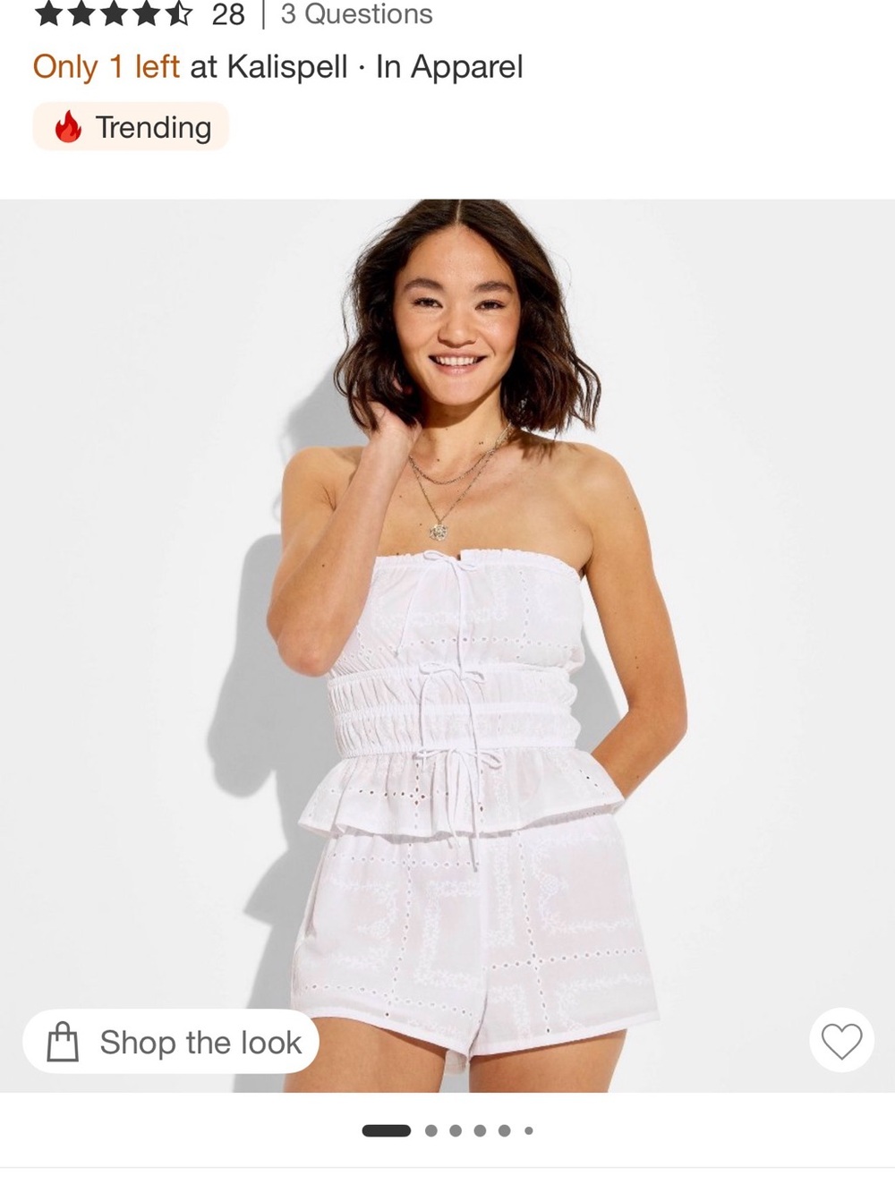 Strapless White Eyelet Tube Top